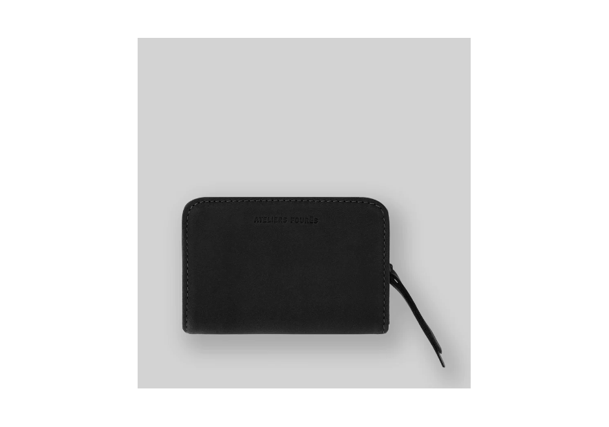 Les Ateliers Foures B23 - CUIR DE VACHETTE - NOIR porte monnaie et billet zip dos à dos mixte Portefeuilles