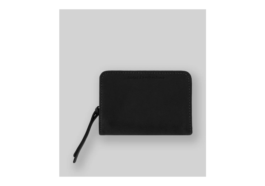 Les Ateliers Foures B23 - CUIR DE VACHETTE - NOIR porte monnaie et billet zip dos à dos mixte Portefeuilles