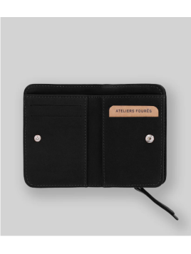 Les Ateliers Foures B23 - CUIR DE VACHETTE - NOIR porte monnaie et billet zip dos à dos mixte Portefeuilles