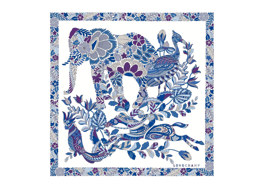 Longchamp 50561/SOI - SOIE - ELECTRIC BLUE forêt longchamp carré de soie 50x50cm Foulards/Etoles