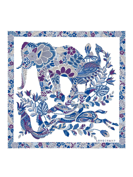 Longchamp 50561GSO - SOIE - ELECTRIC BLUE foulard carré de soie foret de longchamp carre-de-soie