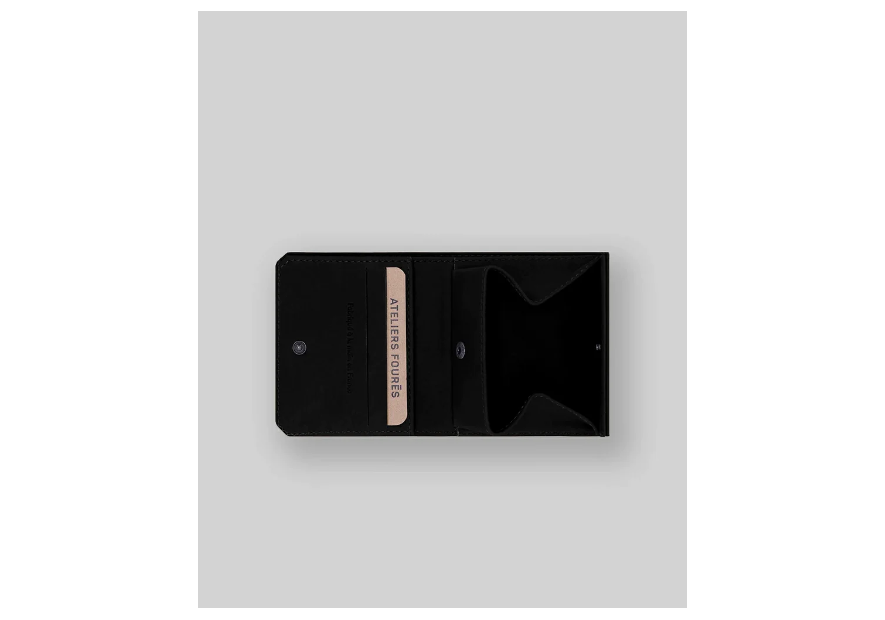 Les Ateliers Foures 9147 - CUIR DE VACHETTE - NOIR Porte-monnaie/ Porte-billets Portefeuilles
