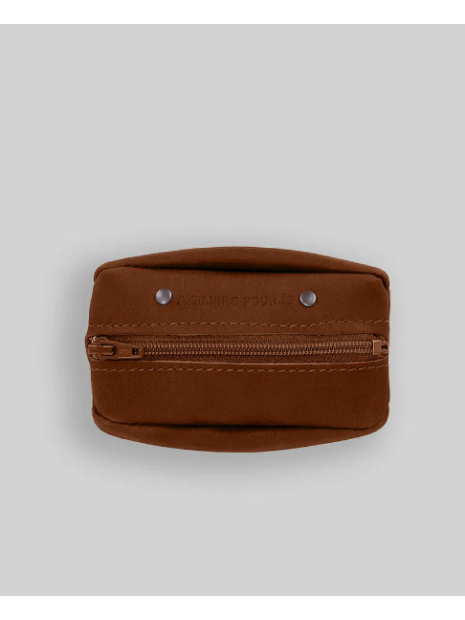 Les Ateliers Foures 9230 - CUIR DE VACHETTE - FAUVE fourès-baroudeur-porte monnaie grain de café pm-homme