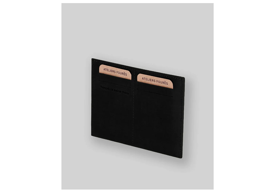 Les Ateliers Foures 947 - CUIR DE VACHETTE - NOIR fourès baroudeur pochette identitée Porte-cartes
