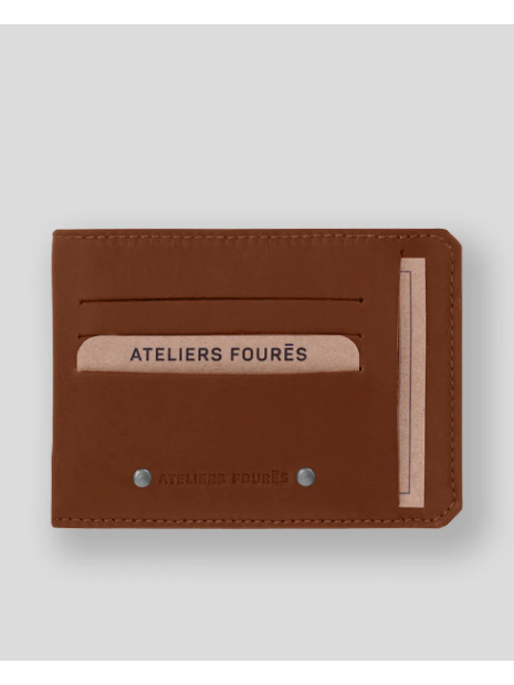 Les Ateliers Foures 948 - CUIR DE VACHETTE - FAUVE porte cartes identité et cc baroudeur fourès porte-cartes