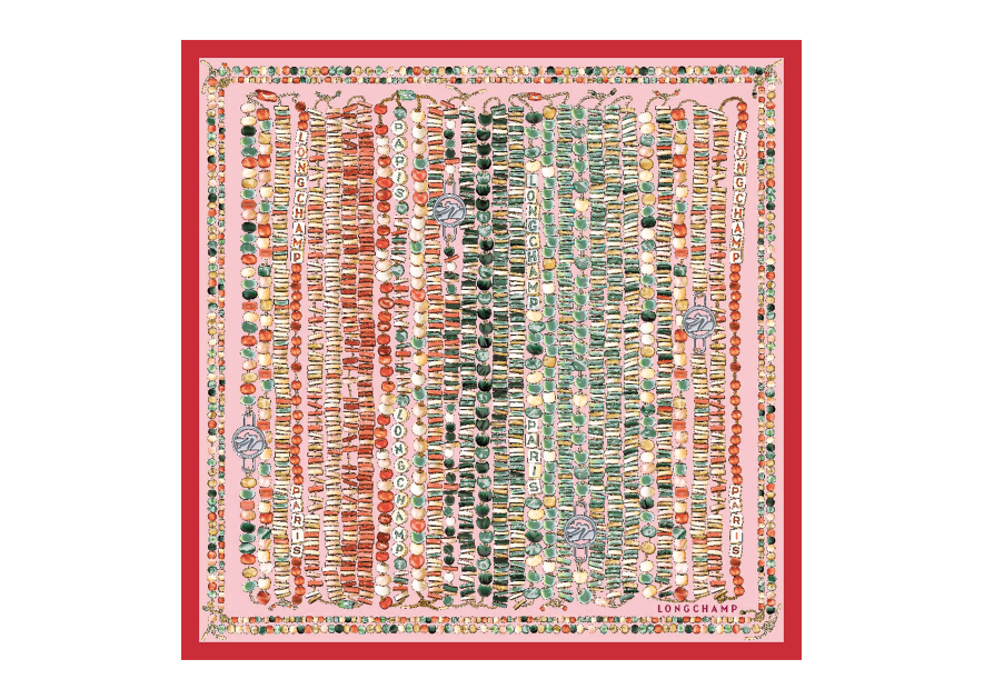 Longchamp 50624/SOI - SOIE - TOMATE - P83 longchamp- collier de perle- carré de soie Foulards/Etoles
