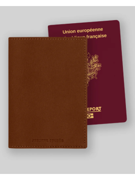 Les Ateliers Foures B41. - CUIR DE VACHETTE - FAUVE fourès-barodeuse-étui passeport Etui-passeport