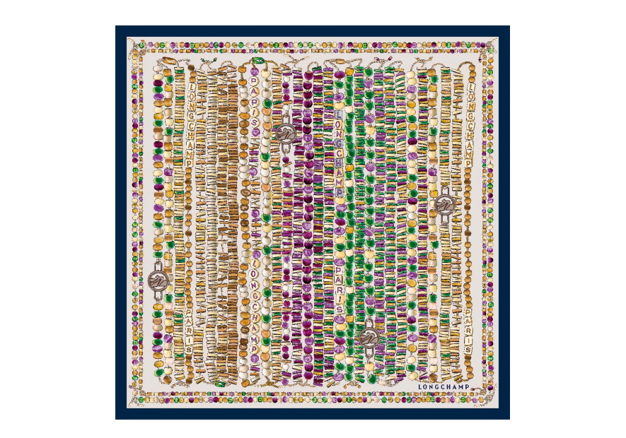Longchamp 50624/SOI - SOIE - MARINE - 106 longchamp- collier de perle- carré de soie Foulards/Etoles