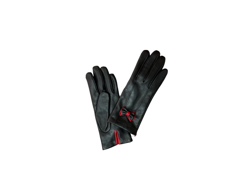 Poujade AL91BIS/DC - CUIR D'AGNEAU - NOI poujade - gant femme- noir/blanc Gants