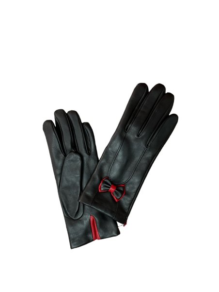Poujade AL91BIS/DC - CUIR D'AGNEAU - NOI poujade - gant femme- noir/blanc Gants