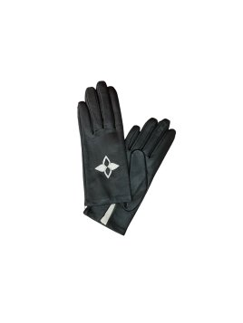 Poujade CRF5 - CUIR D'AGNEAU - NOIR/BLAN poujade gants français doublé soie Gants