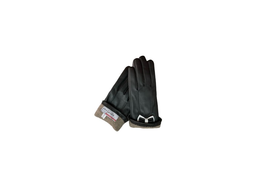 Poujade AL91BIS/DC - CUIR D'AGNEAU - NOI poujade - gant femme- noir/blanc Gants