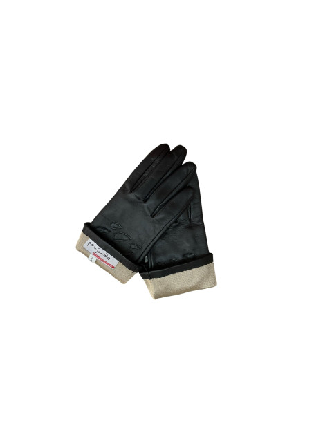 Poujade CRF4DS - CUIR D'AGNEAU - NOIR poujade gants français doublé soie Gants