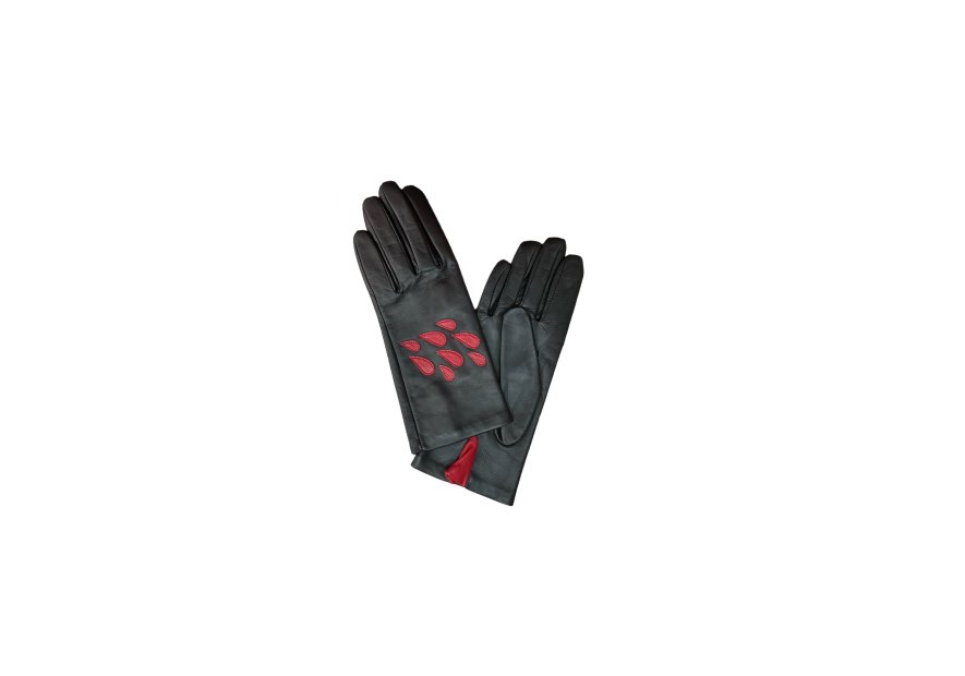 Poujade CRF4DS - CUIR D'AGNEAU - NOIR/RO poujade gants français doublé soie Gants