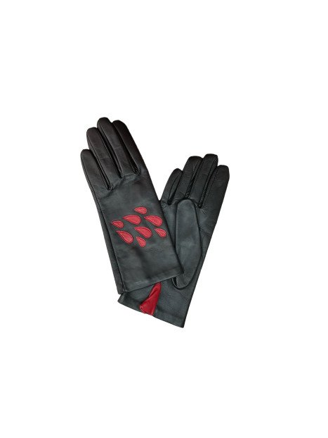 Poujade CRF4DS - CUIR D'AGNEAU - NOIR/RO poujade gants français doublé soie Gants