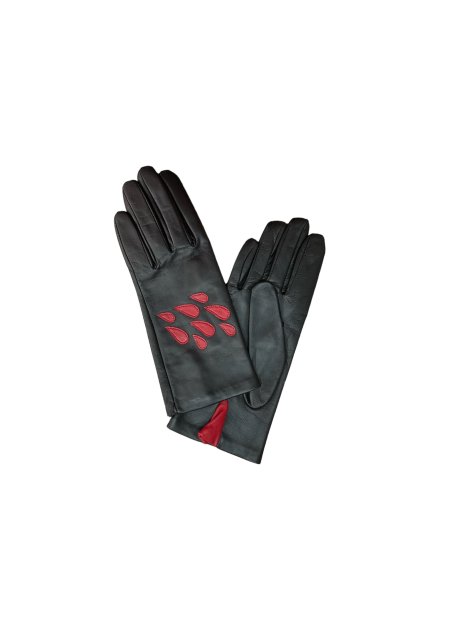 Poujade CRF4DS - CUIR D'AGNEAU - NOIR/RO poujade gants français doublé soie gants-femme