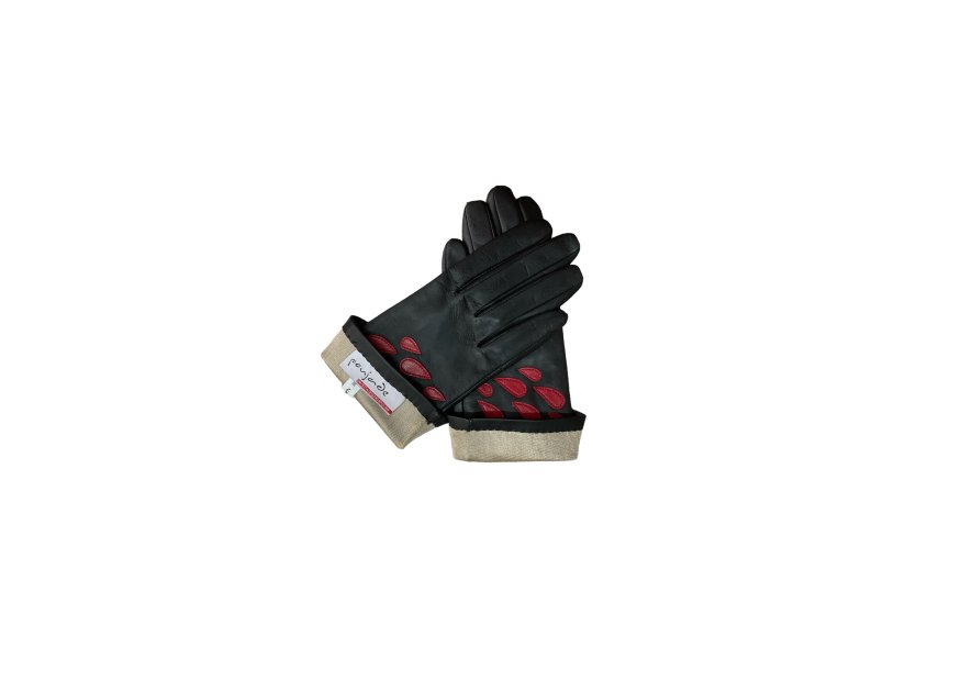Poujade CRF4DS - CUIR D'AGNEAU - NOIR/RO poujade gants français doublé soie Gants