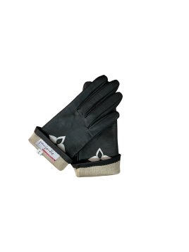 Poujade CRF5 - CUIR D'AGNEAU - NOIR/BLAN poujade gants français doublé soie Gants