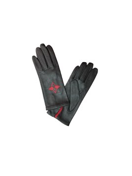 Poujade CRF5 - CUIR D'AGNEAU - NOIR/ROUG poujade gants français doublé soie Gants