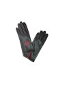 Poujade CRF5 - CUIR D'AGNEAU - NOIR/ROUG poujade gants français doublé soie gants-femme