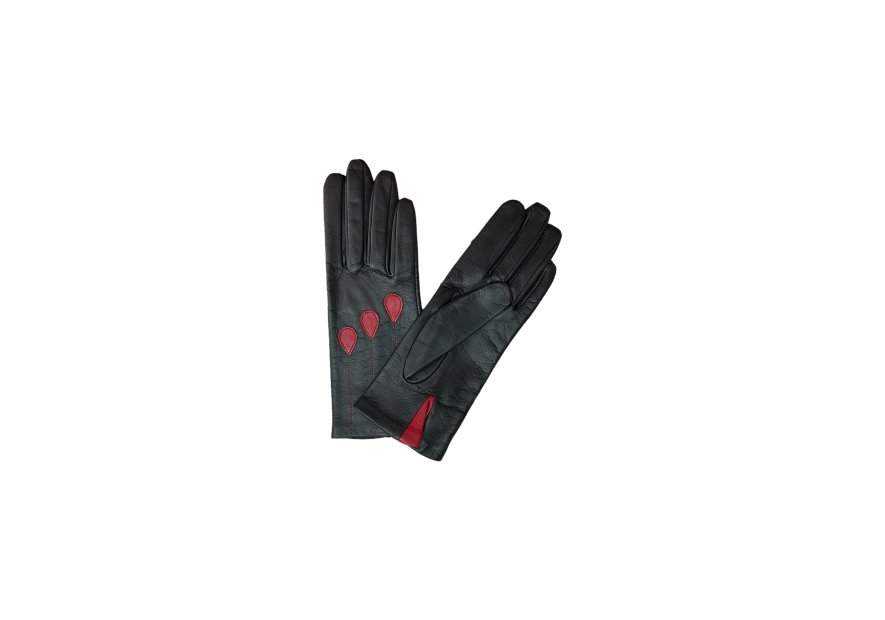 Poujade CRF2DS - CUIR D'AGNEAU - NOIR/RO poujade gants femme fabricatin française Gants