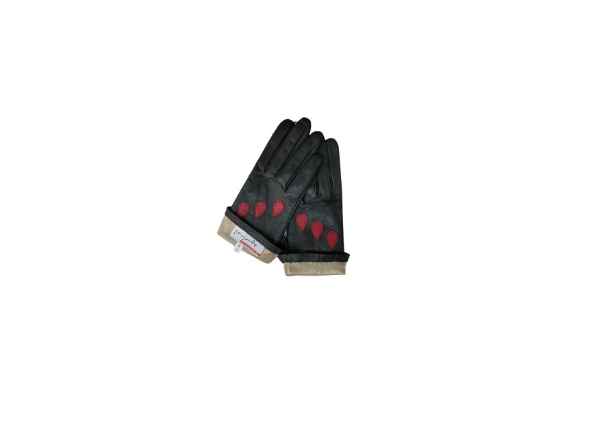 Poujade CRF2DS - CUIR D'AGNEAU - NOIR/RO poujade gants femme fabricatin française Gants