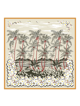 Longchamp 50630/SOI - SOIE - ABRICOT - 222 longchamp- carré de soie- fleurs hawaiennes Foulards/Etoles