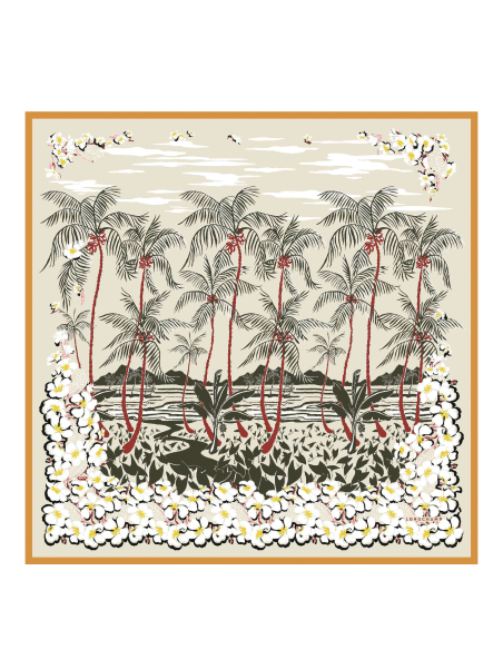 Longchamp 50630/SOI longchamp- carré de soie- fleurs hawaiennes carre de soie