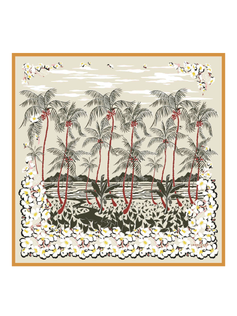 Longchamp 50630/SOI - SOIE - ABRICOT longchamp- carré de soie- fleurs hawaiennes carre-de-soie