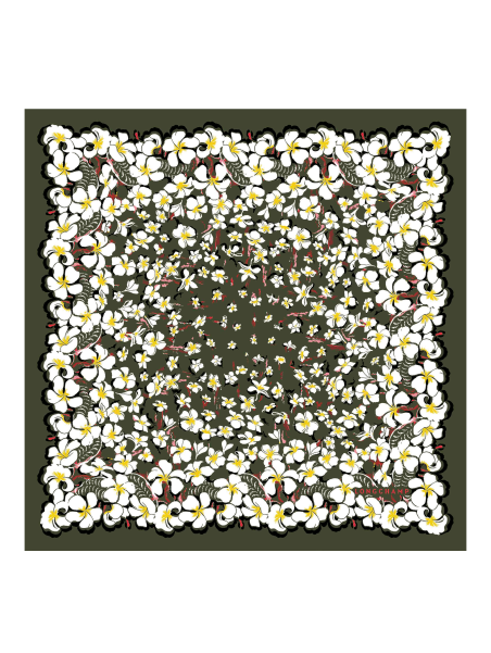 Longchamp 50631/SOI - SOIE - KAKI - 292 longchamp- fleurs hawaiennes- carré de sois Foulards/Etoles