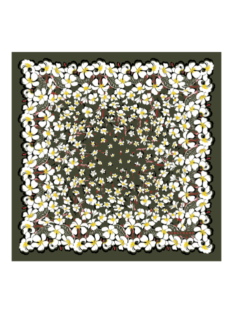 Longchamp 50631/SOI - SOIE - KAKI longchamp- fleurs hawaiennes- carré de sois carre-de-soie