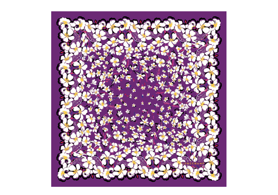 Longchamp 50631/SOI - SOIE - VIOLETTE - 30 longchamp- fleurs hawaiennes- carré de sois Foulards/Etoles
