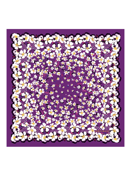 Longchamp 50631/SOI - SOIE - VIOLETTE - 30 longchamp- fleurs hawaiennes- carré de sois Foulards/Etoles