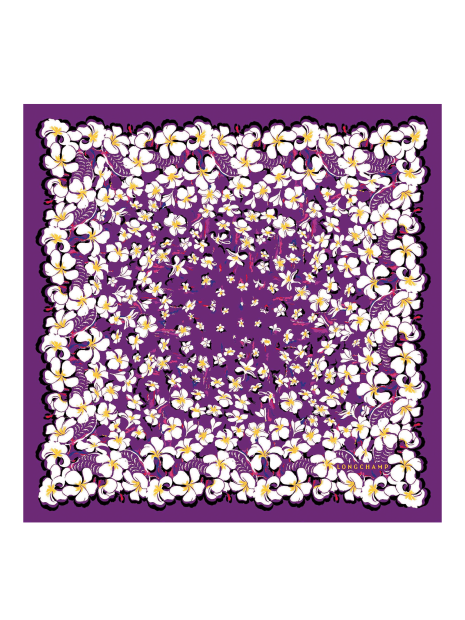 Longchamp 50631/SOI - SOIE - VIOLETTE longchamp- fleurs hawaiennes- carré de sois carre-de-soie