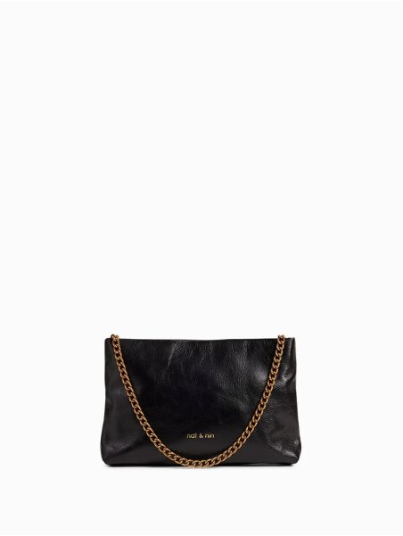Nat & Nin MOLLY - CUIR DE VACHETTE - NOIR nat&nin - molly - pochette chaine Sac business