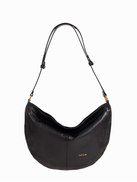 Nat & Nin RODEO - CUIR DE VACHETTE - NOIR nat&nin - rodéo - besace demi lune m Sac business