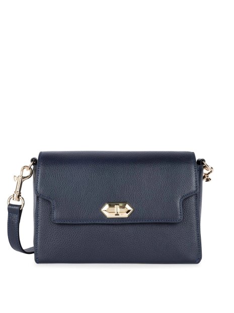 Lancaster 547-58 - CUIR DE VACHETTE - BLEU foulonné milano-sac rabat s sacs-a-mains