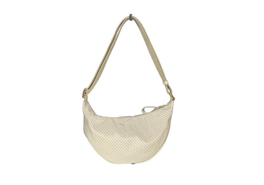 vison'a 23712 - TOILE ET CUIR - GREIGE visona'- plinio- porté travers demi lune Sac business