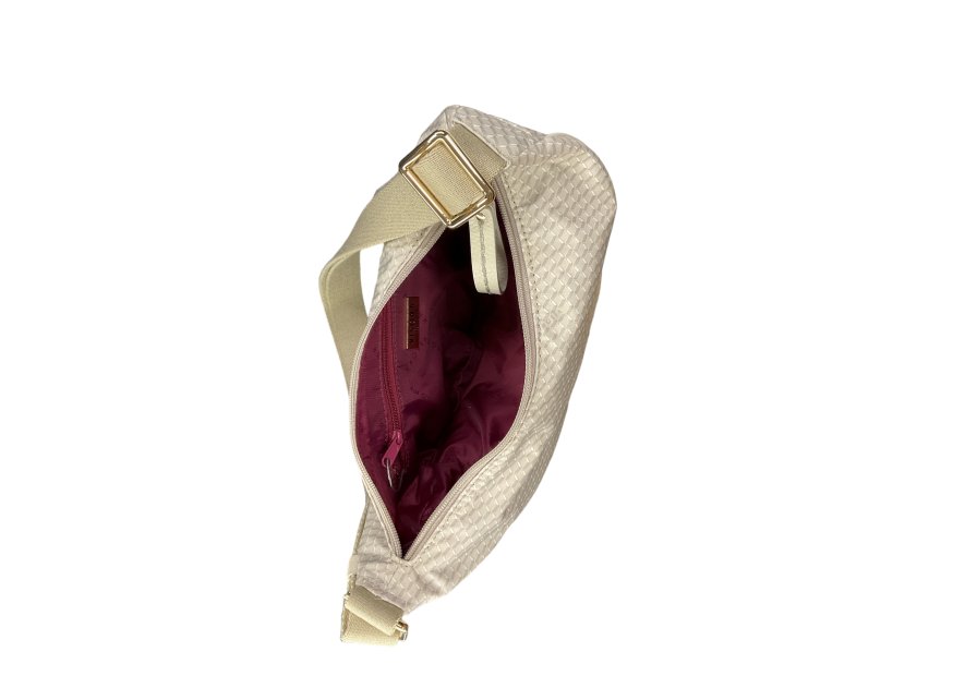 vison'a 23712 - TOILE ET CUIR - GREIGE visona'- plinio- porté travers demi lune Sac business