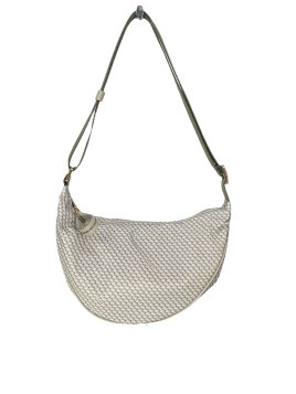 vison'a 23712 - TOILE ET CUIR - PERLA. visona'- plinio- porté travers demi lune Sac business