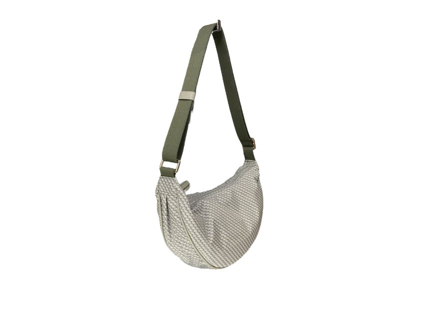 vison'a 23712 - TOILE ET CUIR - PERLA. visona'- plinio- porté travers demi lune Sac business