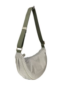 vison'a 23712 - TOILE ET CUIR - PERLA. visona'- plinio- porté travers demi lune Sac business