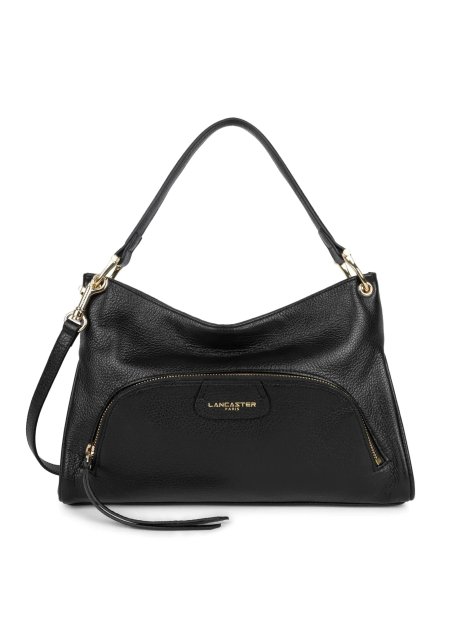 Lancaster 529-86 - CUIR DE VACHETTE - NOIR dune - sac besace carré sacs-a-mains