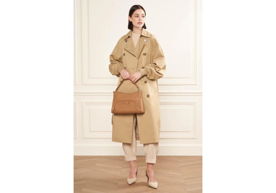 Lancaster 529-86 - CUIR DE VACHETTE - CAME dune - sac besace carré Sac business