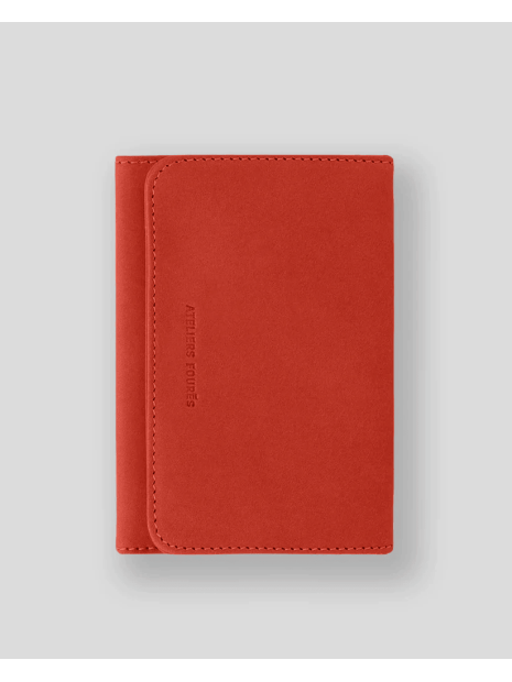 Les Ateliers Foures B46 - CUIR DE VACHETTE - ORANGE. fourès-baroudeuse-porte papiers porte-cartes