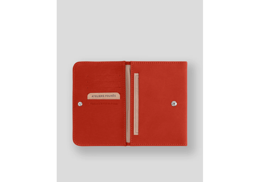 Les Ateliers Foures B46 - CUIR DE VACHETTE - ORANGE. fourès-baroudeuse-porte papiers Porte-cartes