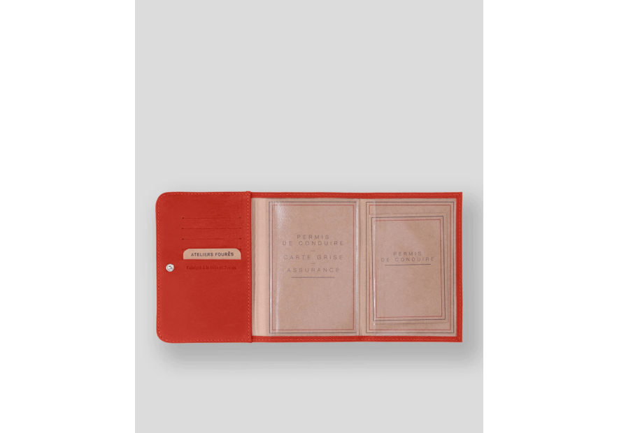 Les Ateliers Foures B46 - CUIR DE VACHETTE - ORANGE. fourès-baroudeuse-porte papiers Porte-cartes