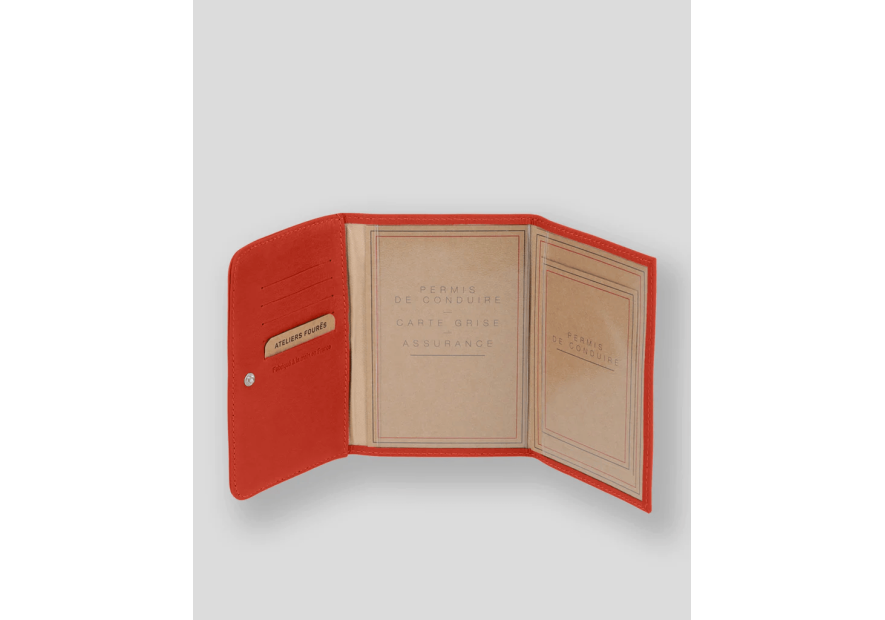 Les Ateliers Foures B46 - CUIR DE VACHETTE - ORANGE. fourès-baroudeuse-porte papiers Porte-cartes