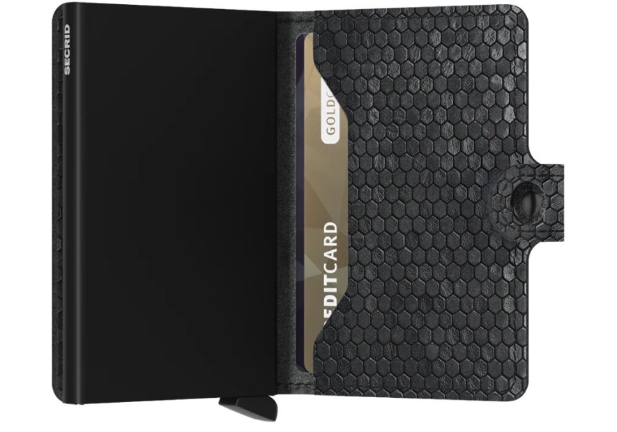 Secrid MHE - ALUMINIUM/CUIR - NOIR porte cartes miniwallet hexagon Porte-cartes