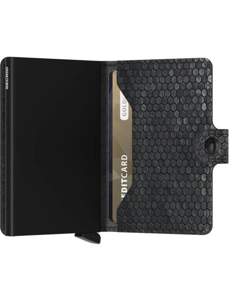 Secrid MHE - ALUMINIUM/CUIR - NOIR porte cartes miniwallet hexagon Porte-cartes